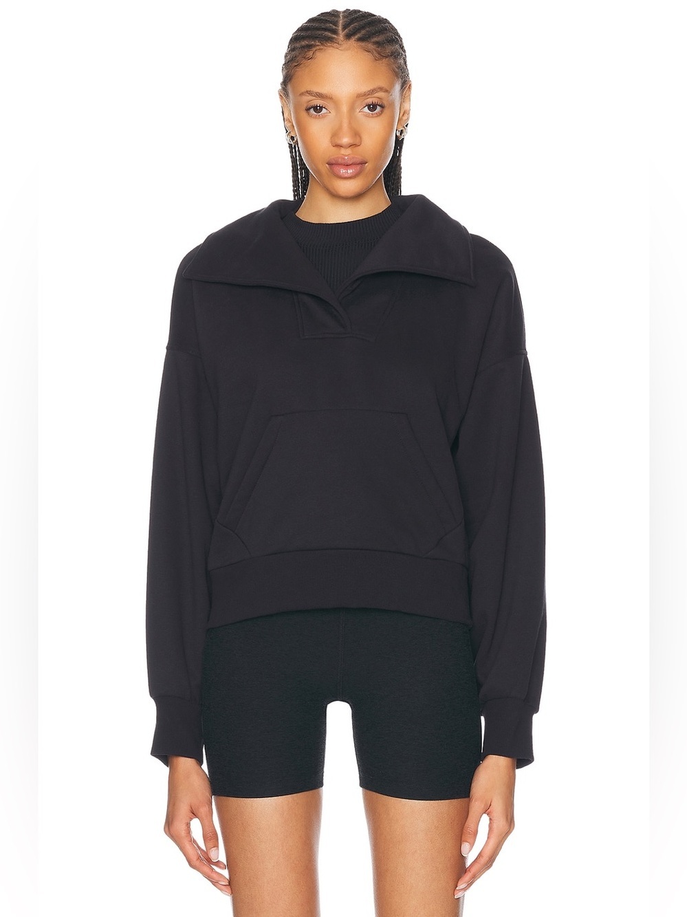 Beyond Yoga Street Smart luxe fleece pullover black size S athleisure lounge